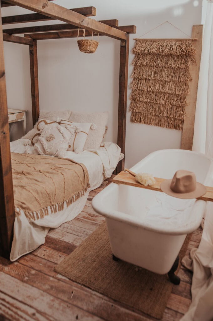 Escenario dormitorio con dosel